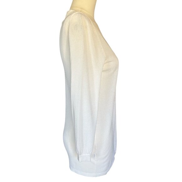 Ann Taylor White V-Neck 3/4-Sleeve Lightweight Sheer Pullover Top Women's Sz S - Picture 5 of 7